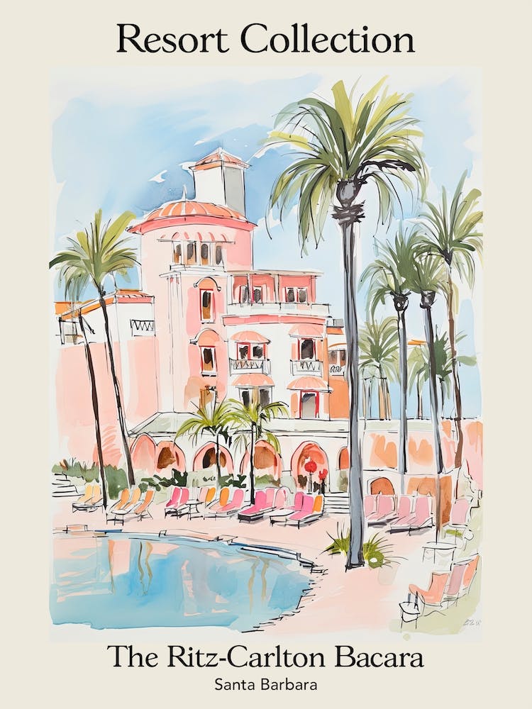 Poster Of The Ritz Carlton Bacara, Santa Barbara   Santa Barbara, California   Resort Collection Storybook Illustration 7
