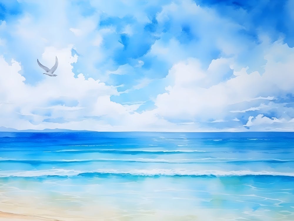 Watercolor Of A Beach 10