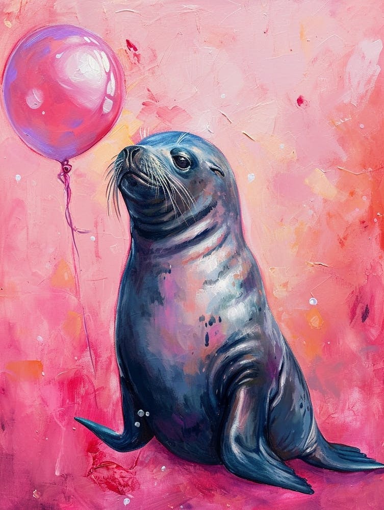 Cute Sea Lion 1 With Balloon