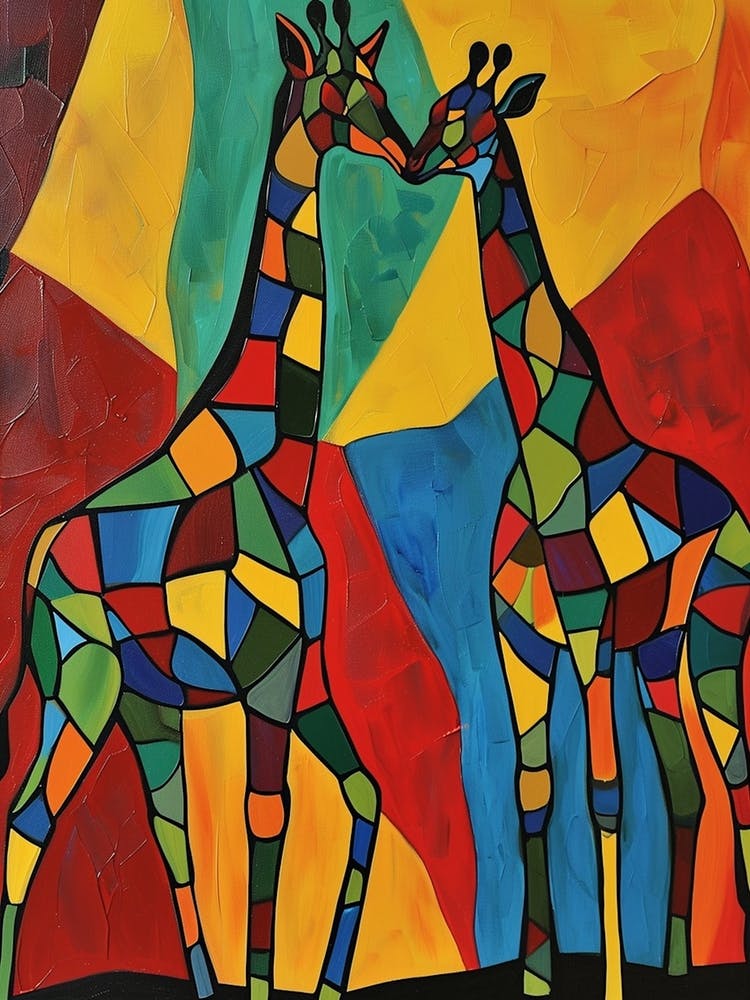 Geometric Stained Glass Inspired Giraffes