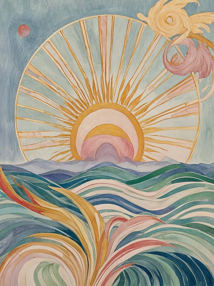 Abstract Pastel Sunrise Over The Ocean