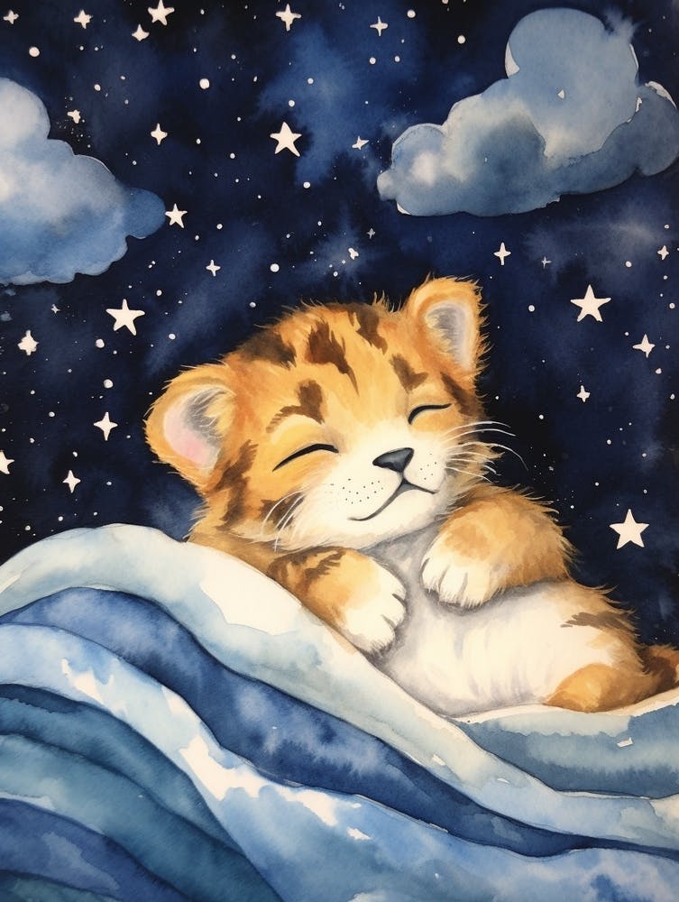 Baby Tiger Cub 2 Sleeping In The Clouds