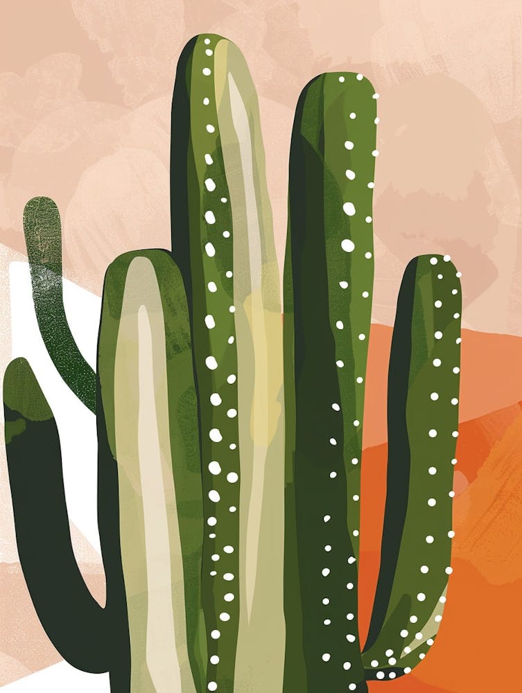 Ladyfinger Cactus Minimalist Abstract Illustration 4