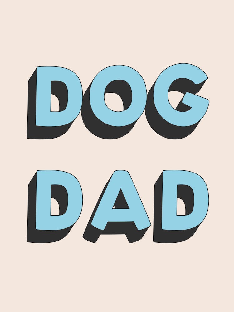 Dog Dad Neutral Pastel Blue Typography Art