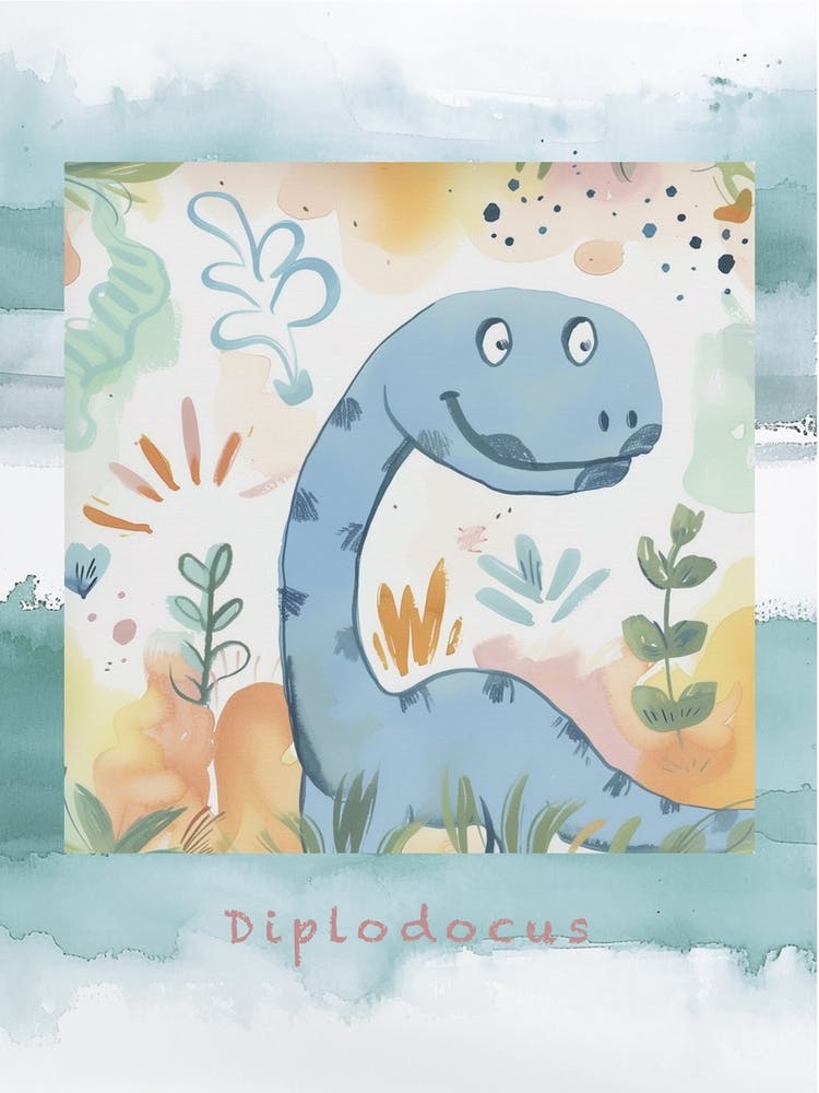 Cute Muted Diplodocus Dinosaur 3 Poster