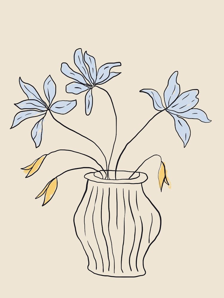 Blue Flowers In A Vase