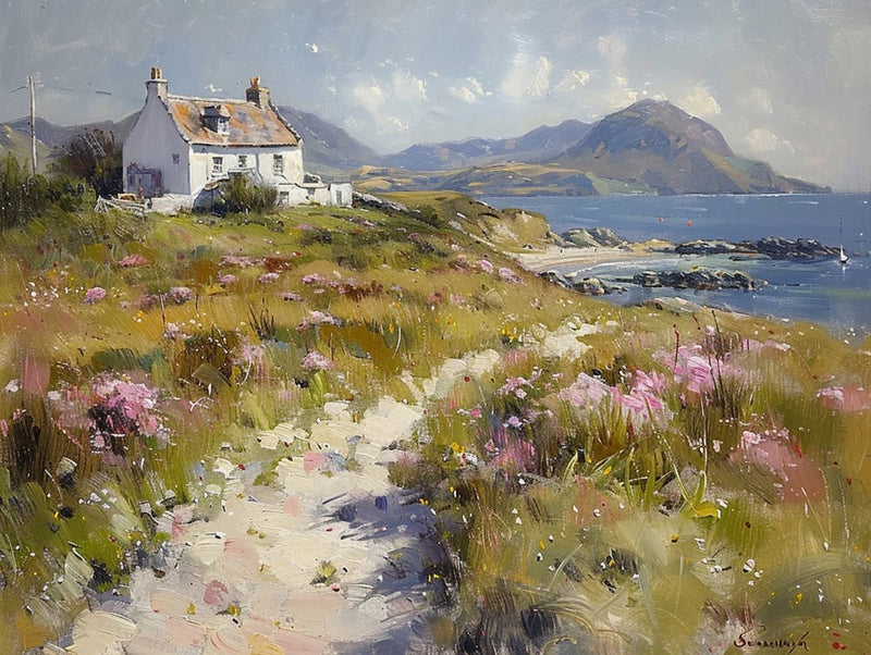 John Singer Sargent Style, Rembrandt Style, Johannes Vermeer Style, Scottish Landscape Of West Coast Islands, Muted Colours,
