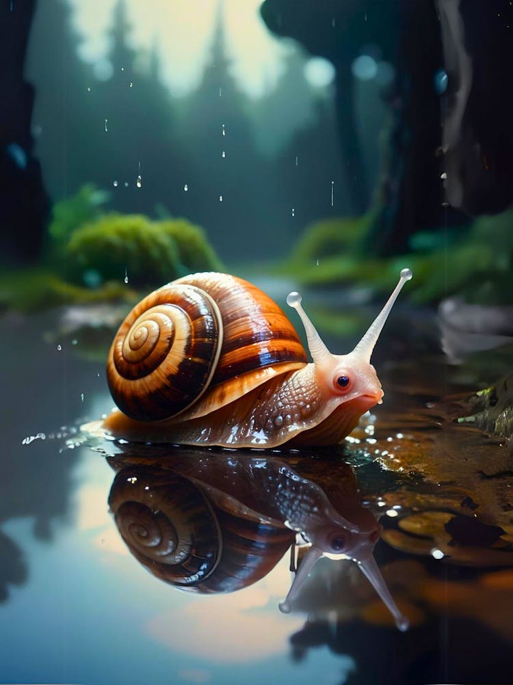 Snail In The Rain