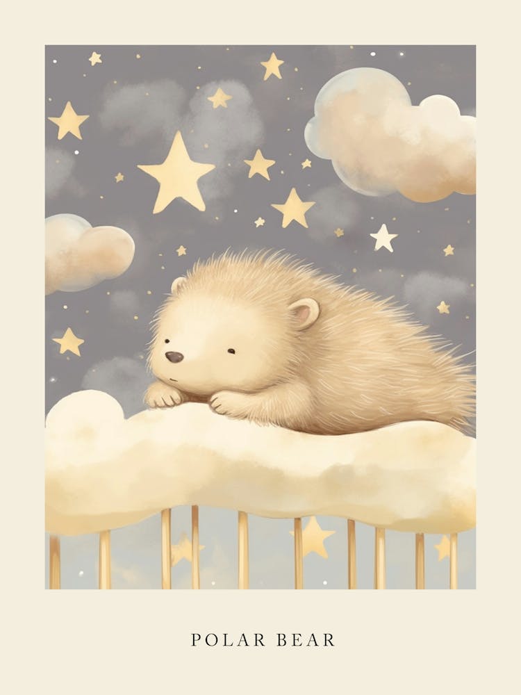 Sleeping Polar Bear 4 Nursery Poster