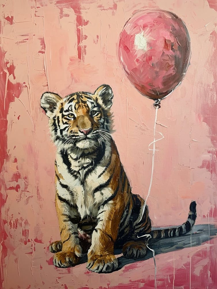 Cute Bengal Tiger 3 With Balloon