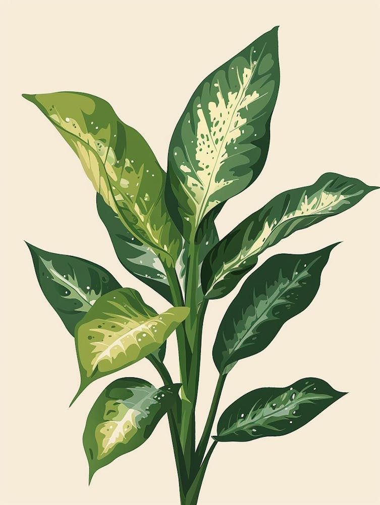 Dieffenbachia Plant Minimalist Illustration 2