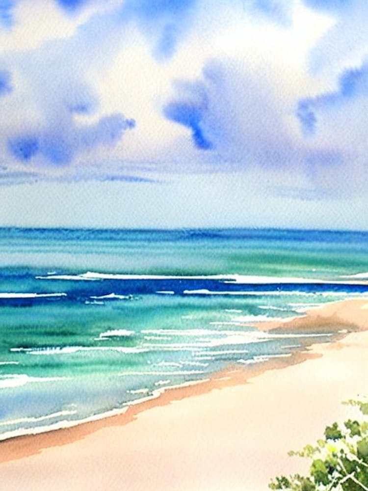 Bribie Island Beach, Australia Watercolour
