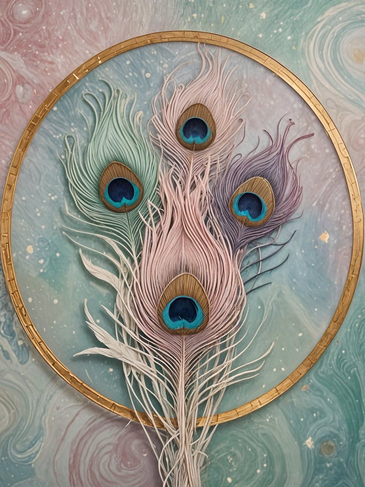 Cosmic Pastel Peacock Feathers