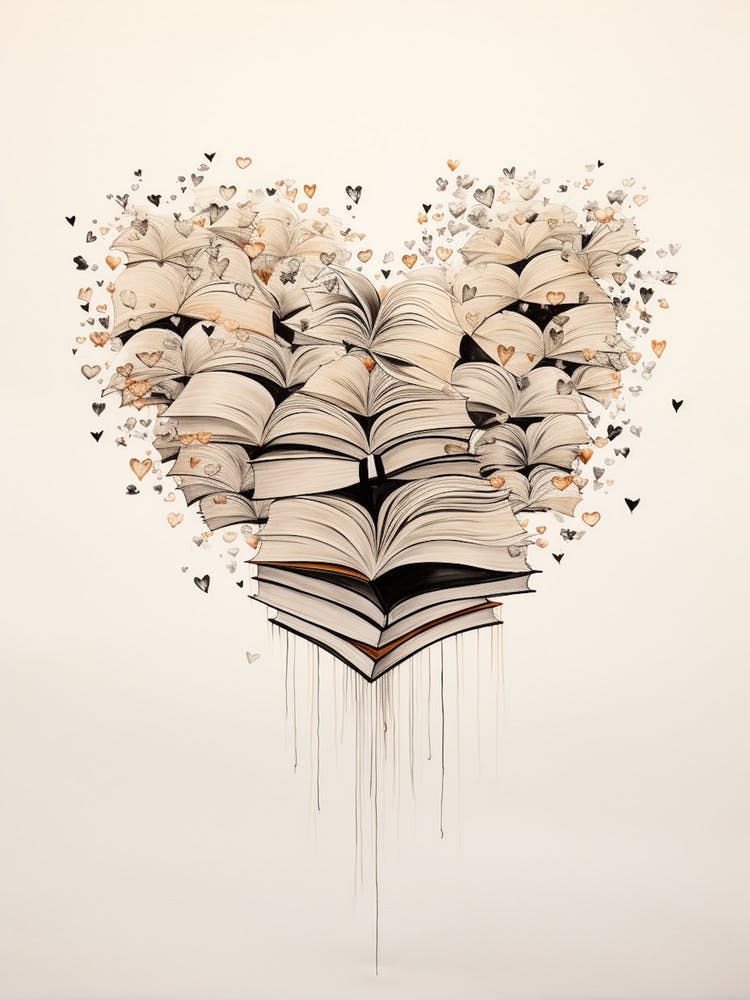 Book Heart Cream & Black 1