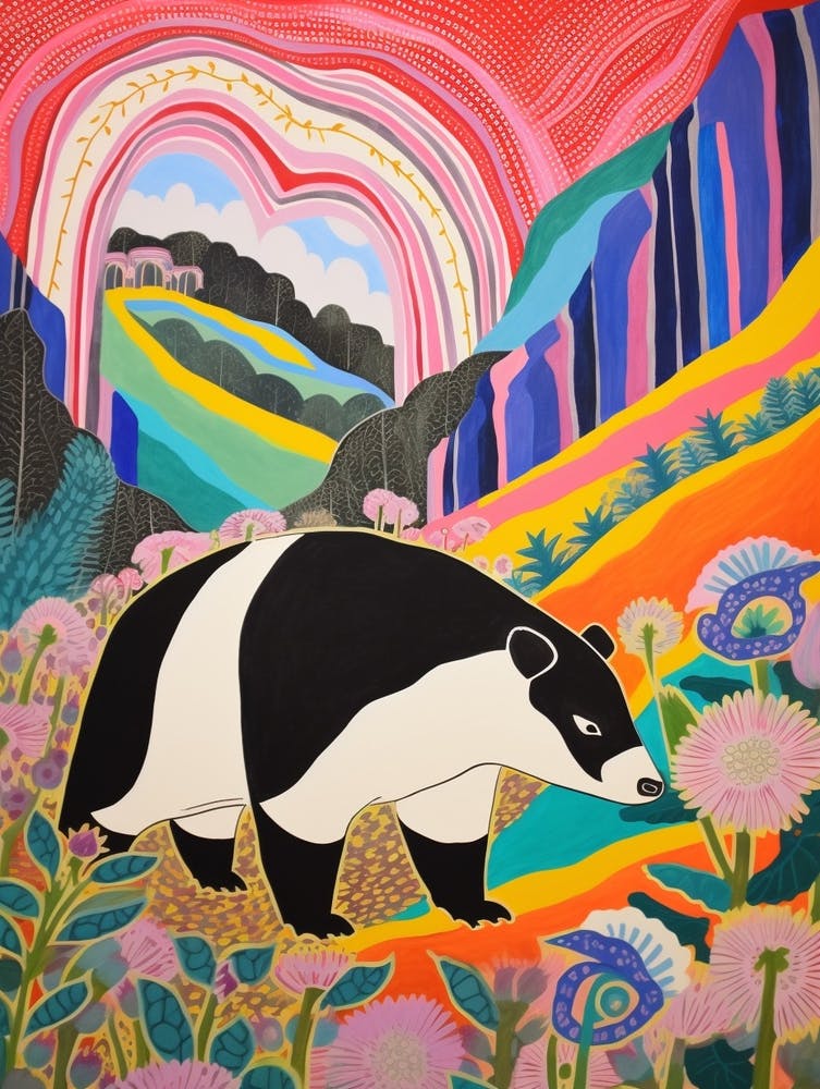 Maximalist Animal Painting Badger 2