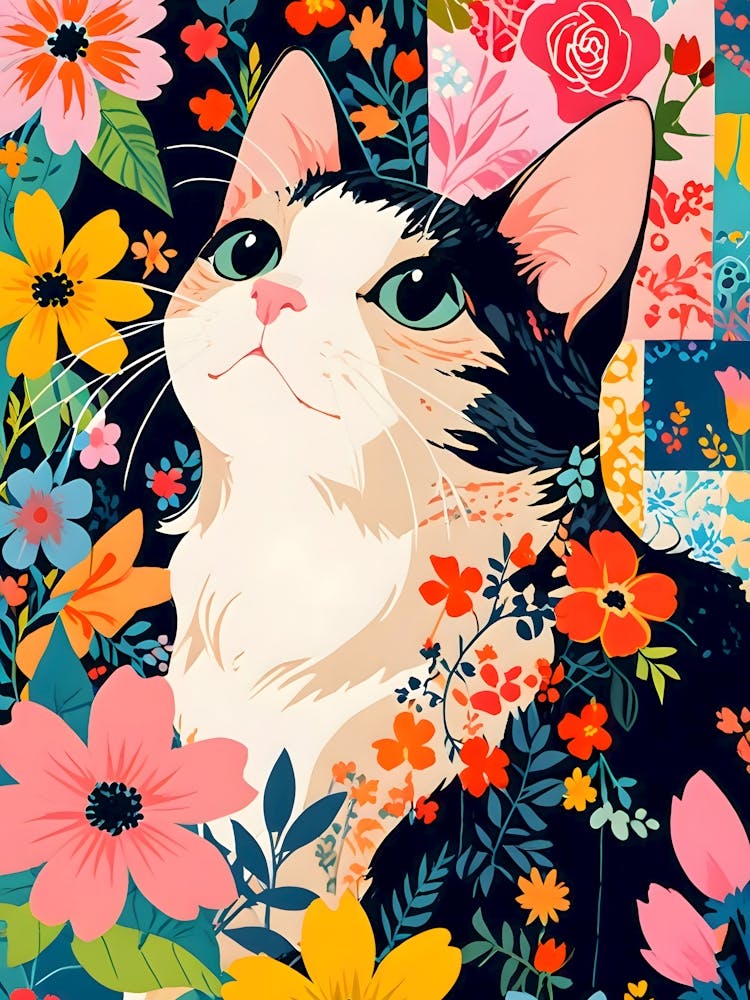 Floral Patchwork Cat