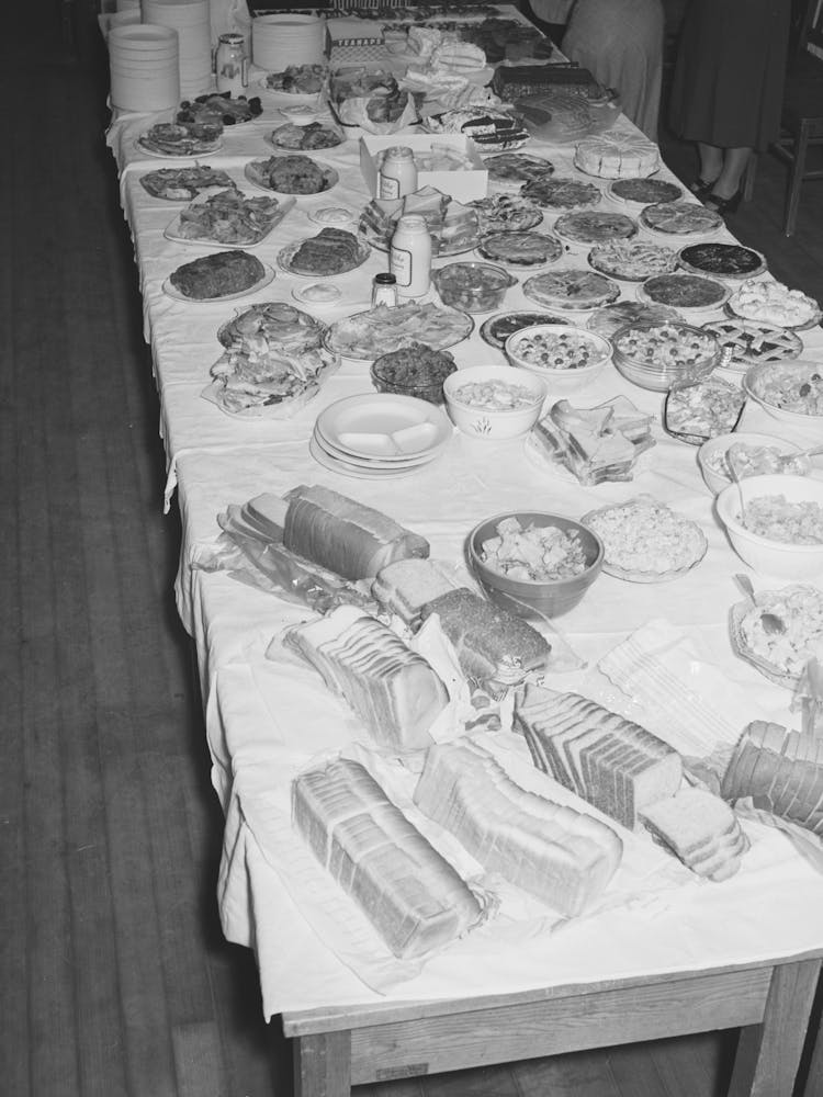 Table Loaded With Food, Jaycee Buffet Supper,Eufaula, Oklahoma, See General Caption Number 25 By Russell Lee