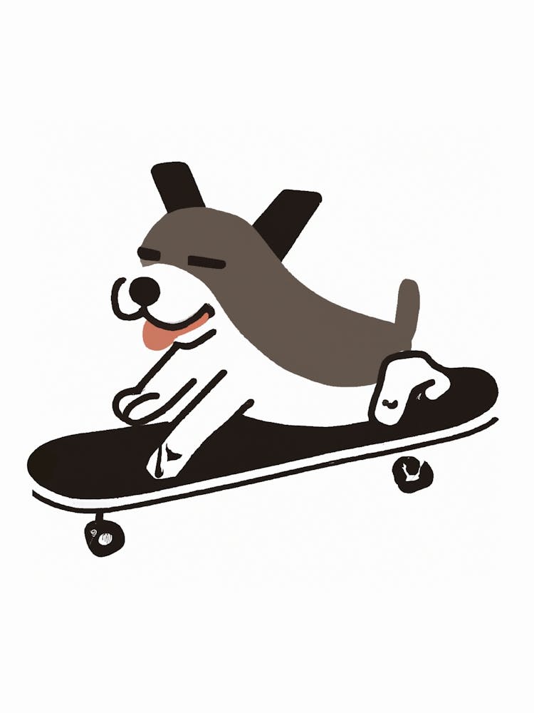 Brown Dog On A Skateboard