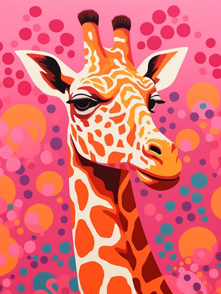 Pink Giraffe Pattern Portrait 2