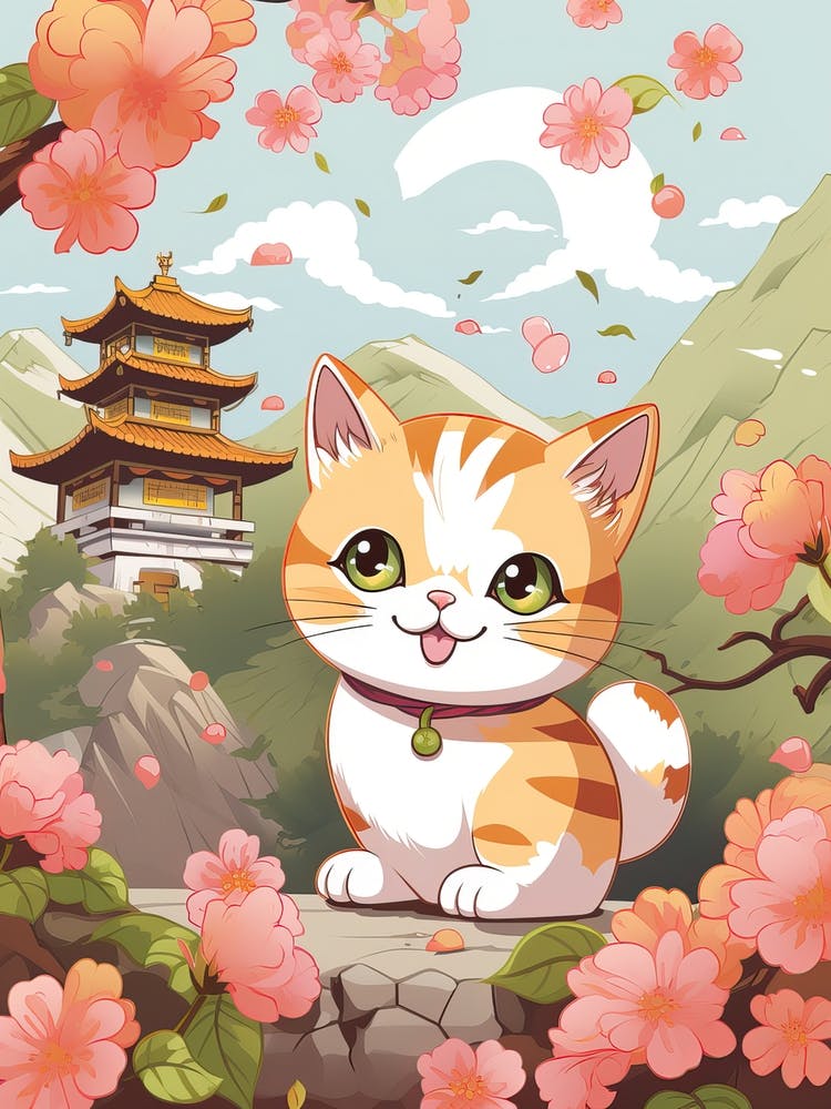Kawaii Cat Drawings Hiking 2