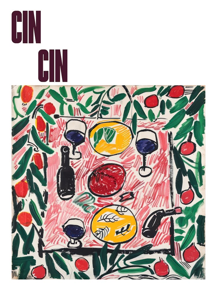 Cin Cin Poster Wine Lunch Matisse Style 6