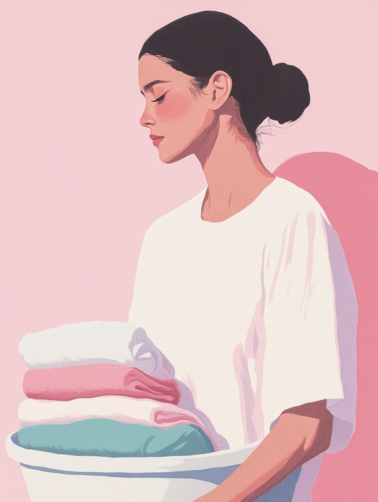 Illustration Of A Woman Washing Clothes 1