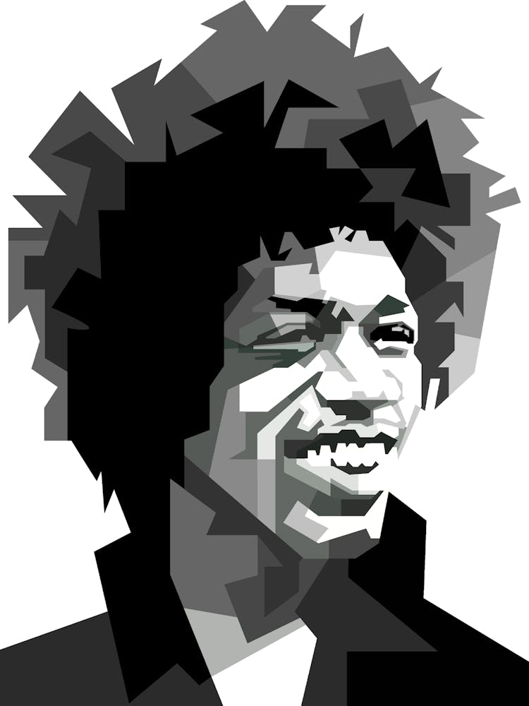 Jimi Hendrix illustration noir et blanc