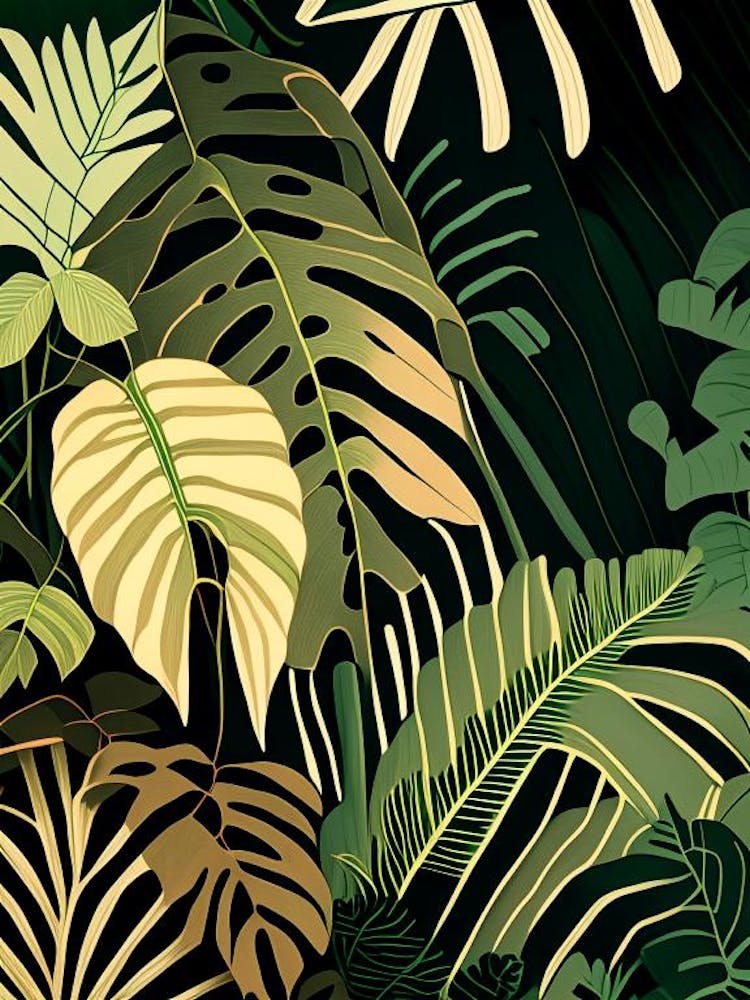 Jungle Foliage 2 Light Rousseau Inspired
