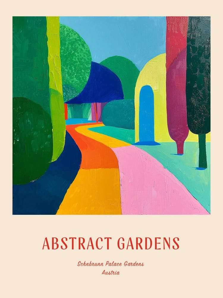 Colourful Gardens Schnbrunn Palace Gardens Austria 3 Red Poster