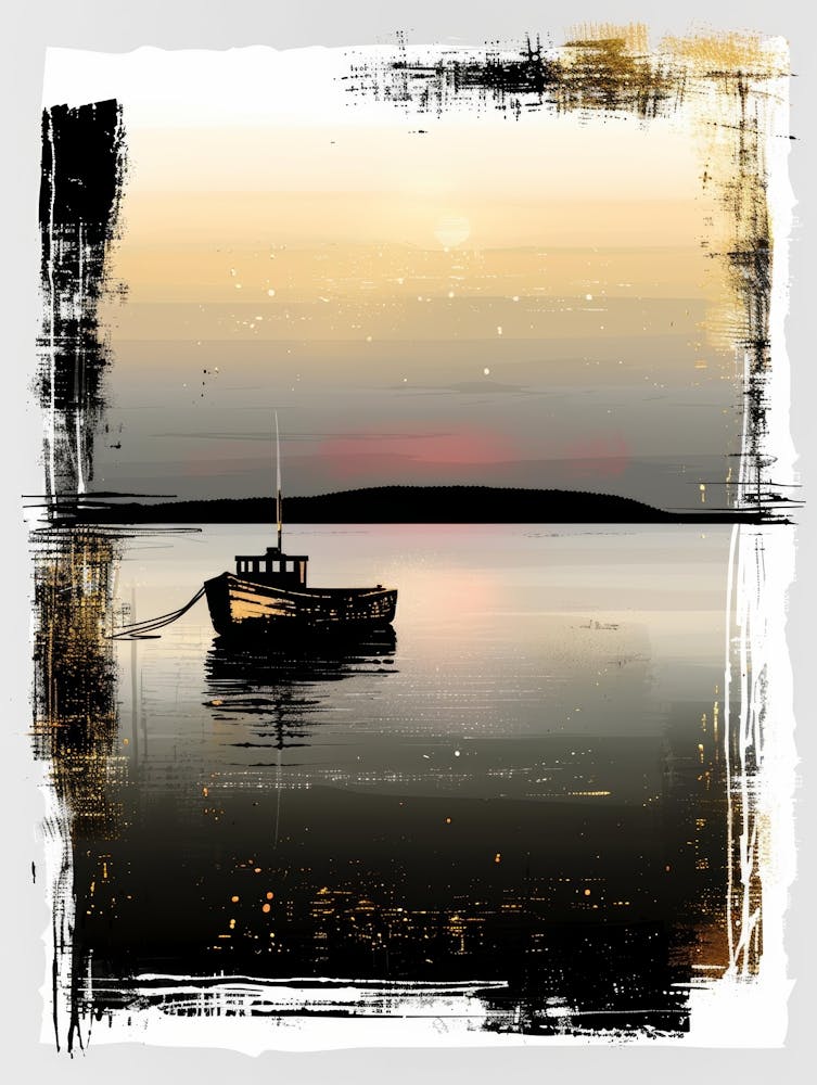 Boat On The Water At Sunset