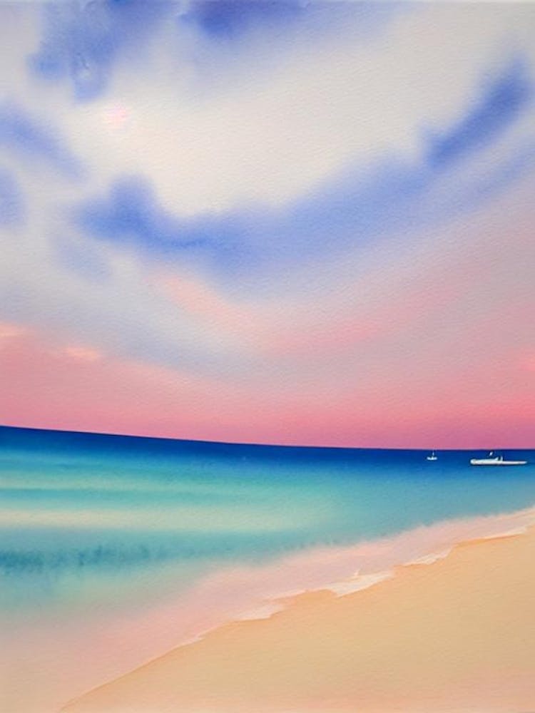 Zlatni Rat Beach, Croatia Pink Watercolour