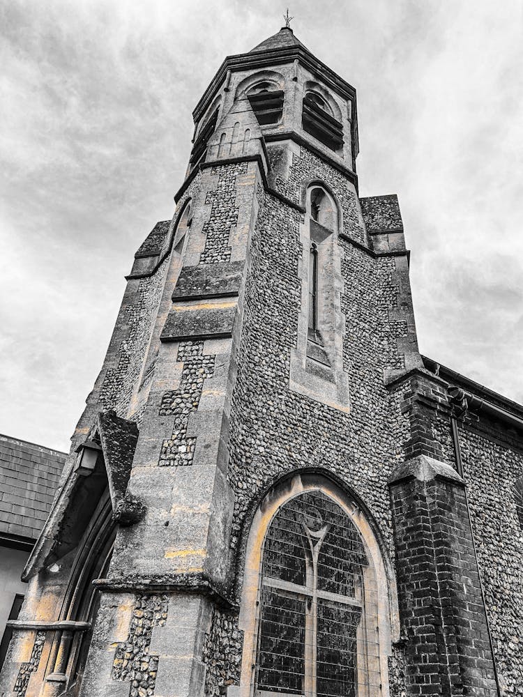 Black And White Church Tower