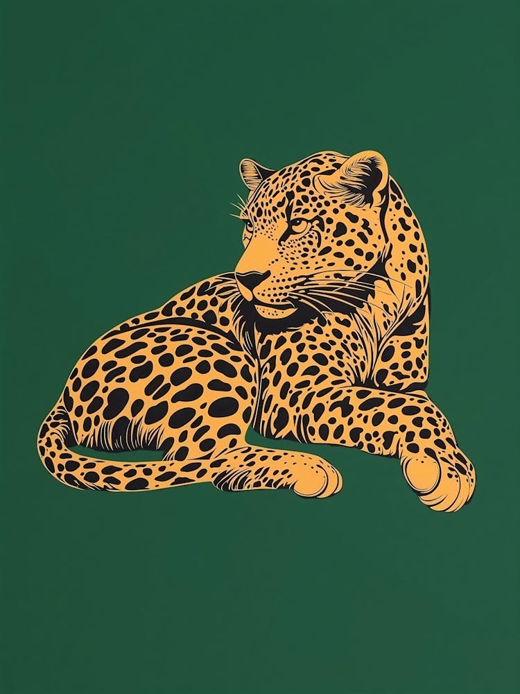 Leopard Poster Print Green Emerald Wall Art ,Maximalist Wall Art, Animal Bedroom Wall Art Dopamine Art Cheetah Poster Dorm Decor