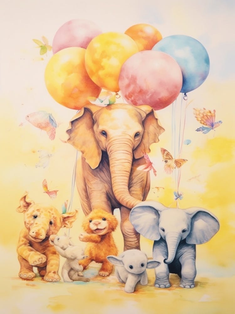 Cute Collection Of Baby Animals Nursery Watercolour 12