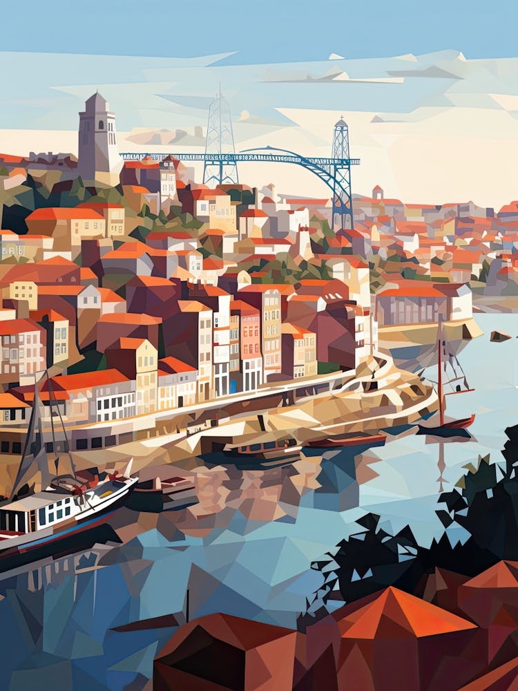 Porto, Portugal, Geometric Illustration 4
