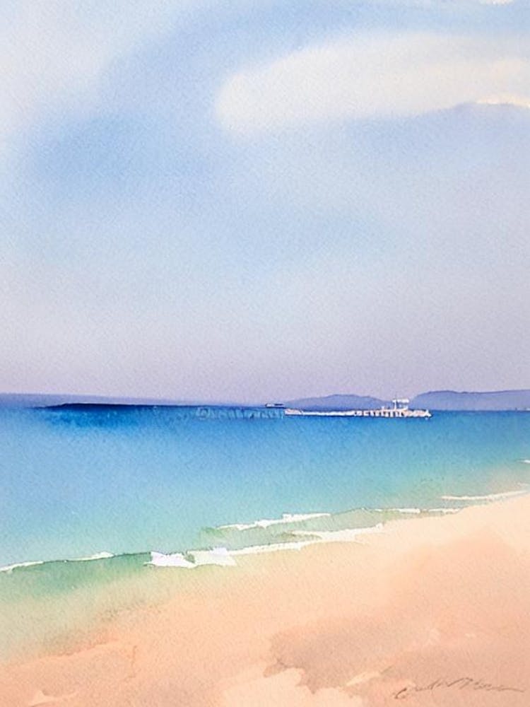 Plage De Gigaro, Saint Tropez, France Watercolour
