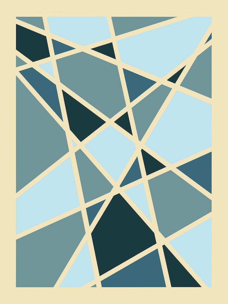 Abstract Geometric Triangles Bleu