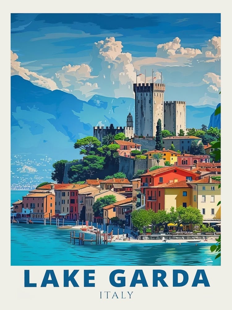 Lake Garda Print Malcesine Art Lake Garda Poster Malcesine Poster Lake Garda Print Sirmione Lake Garda Italy Print Gardasee Print