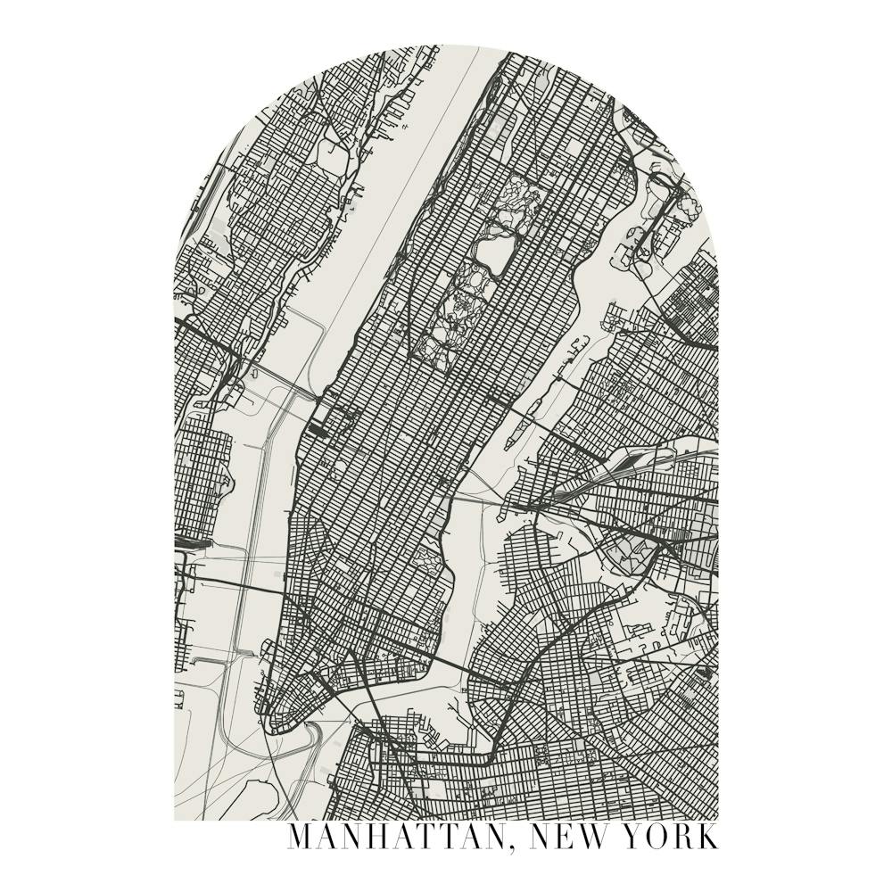 Manhattan New York Boho Minimal Arch Street Map