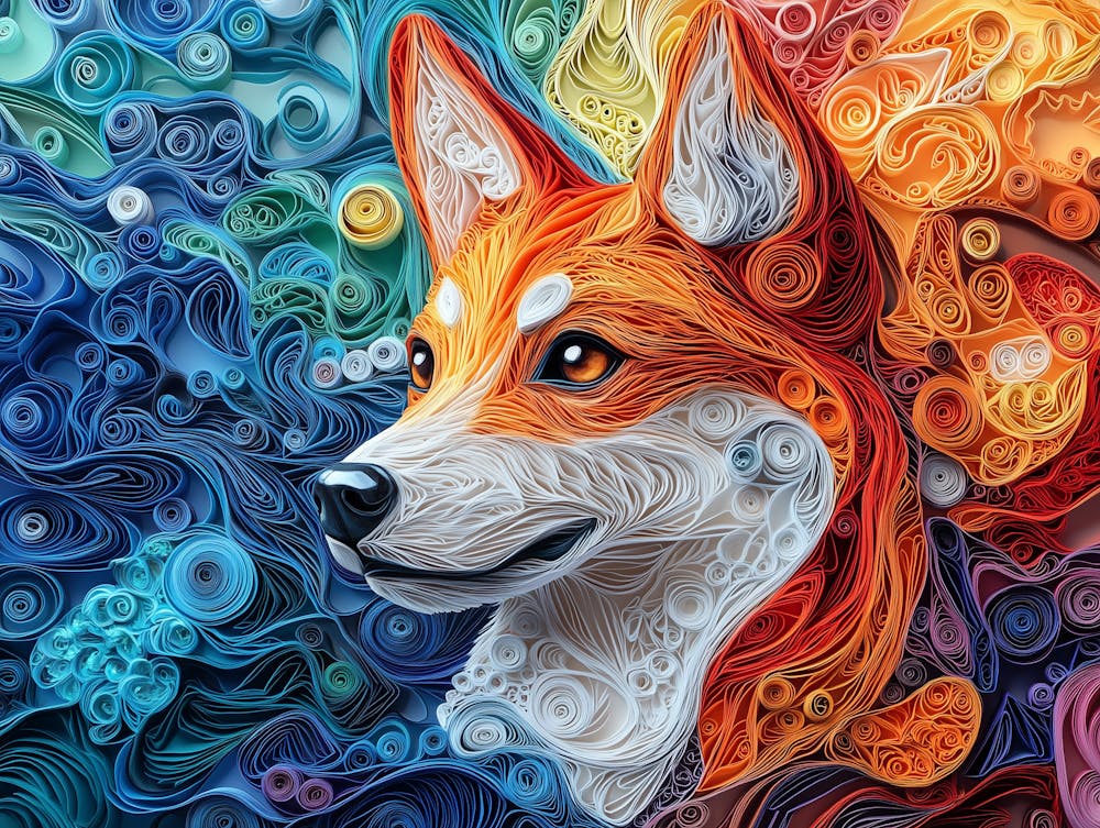 Shiba Inu Paper Quilling Dog Portrait