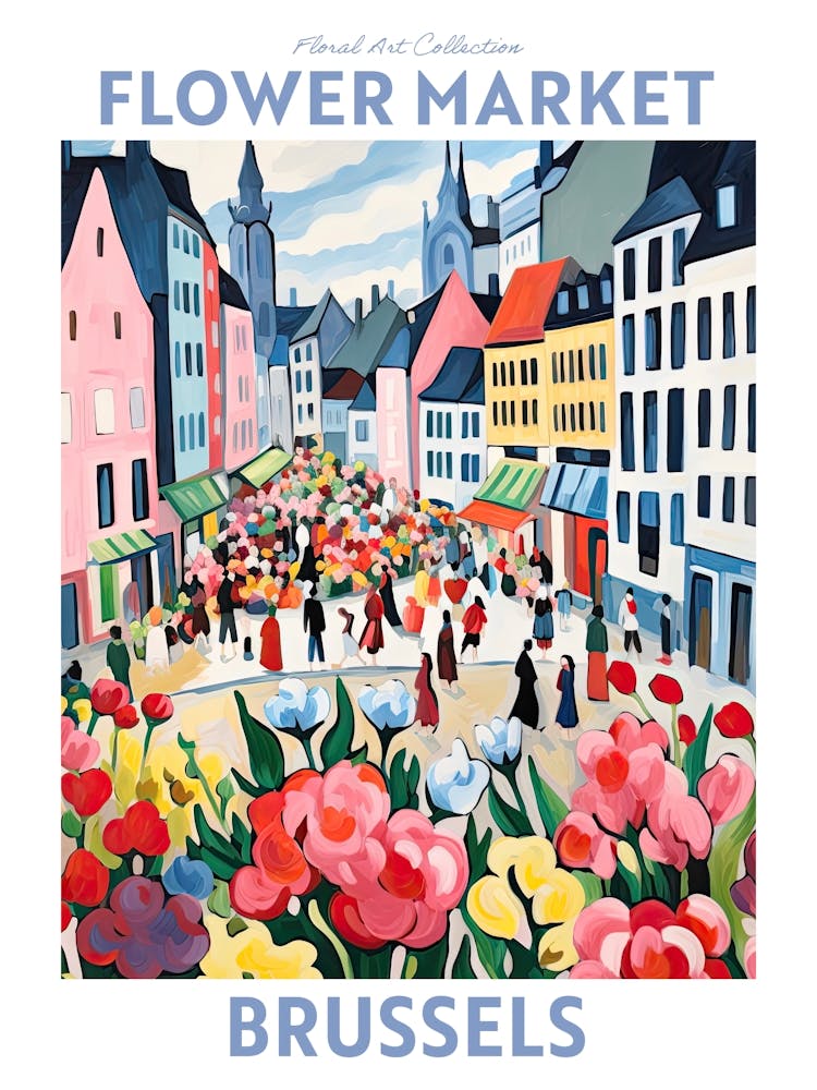 Brussels Belgium Flower Market Floral Travel Print Plant Art Modern Style