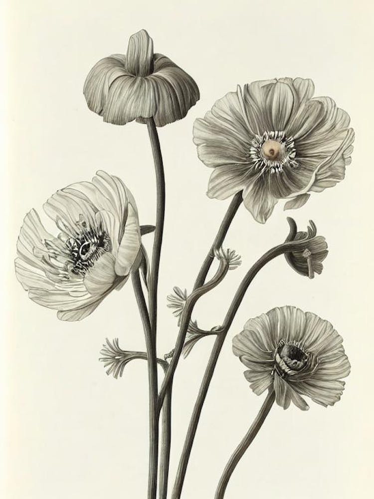 Anemone Vintage Botanical Flower