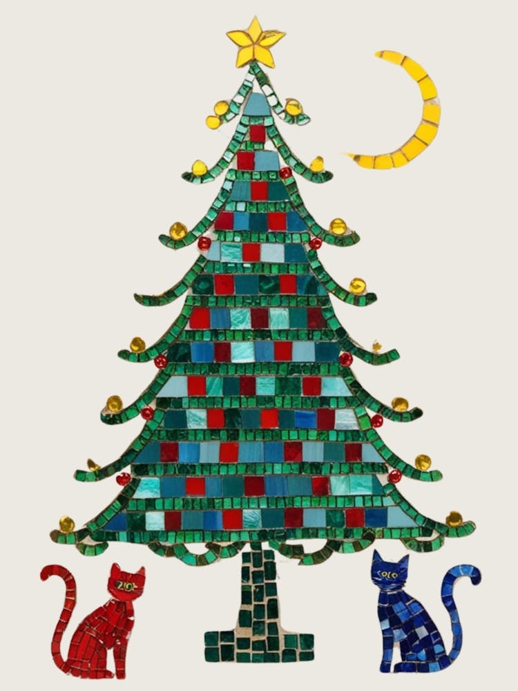 Christmas Tree With Cats 1