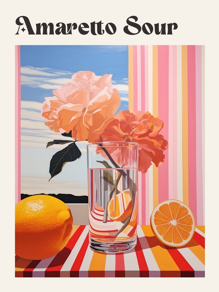 Amaretto Sour 3 Retro Cocktail Poster