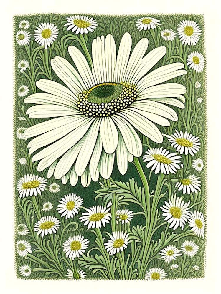 Oxeye Daisy 1 Floral Botanical Vintage Poster Flower