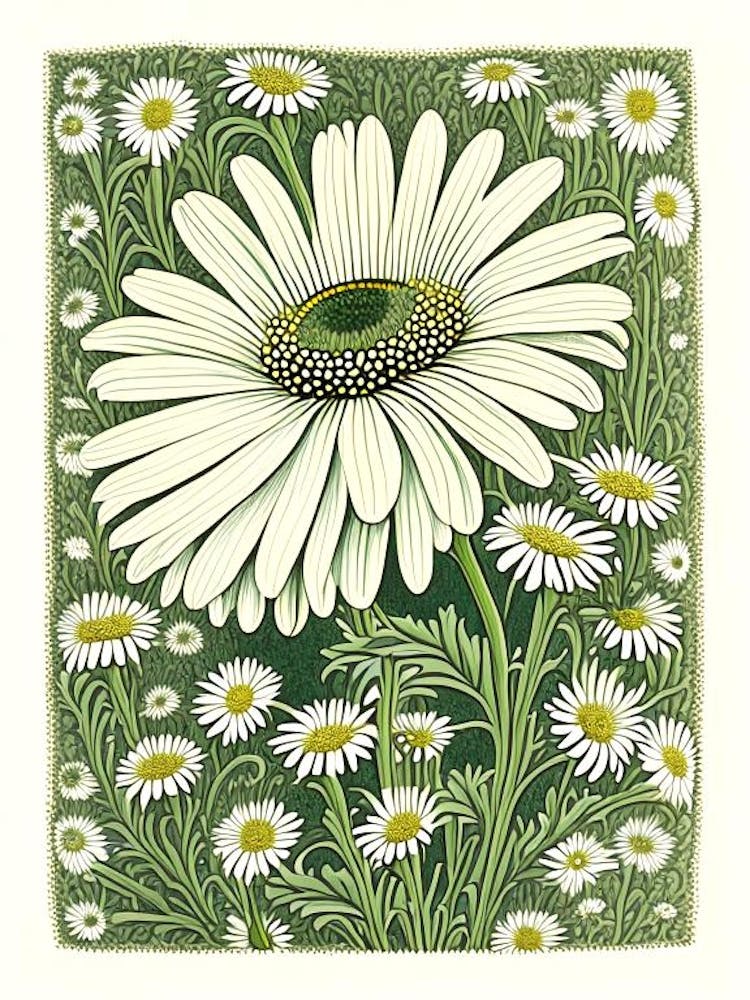 Oxeye Daisy 1 Floral Botanical Vintage Poster Flower