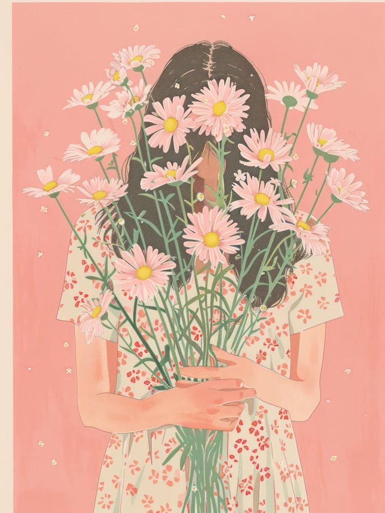 Spring Girl With Pink Flowers 4