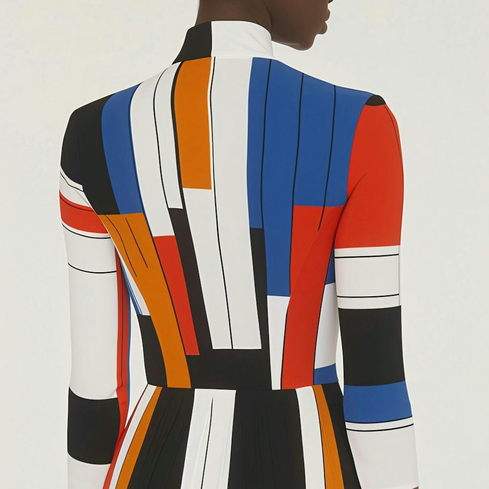 Back View Of A Woman In A Colorful Dress