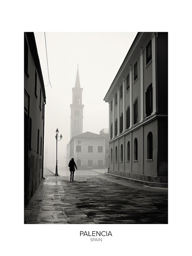 Poster Of Palencia, Spain, Black And White Analogue Photography 4