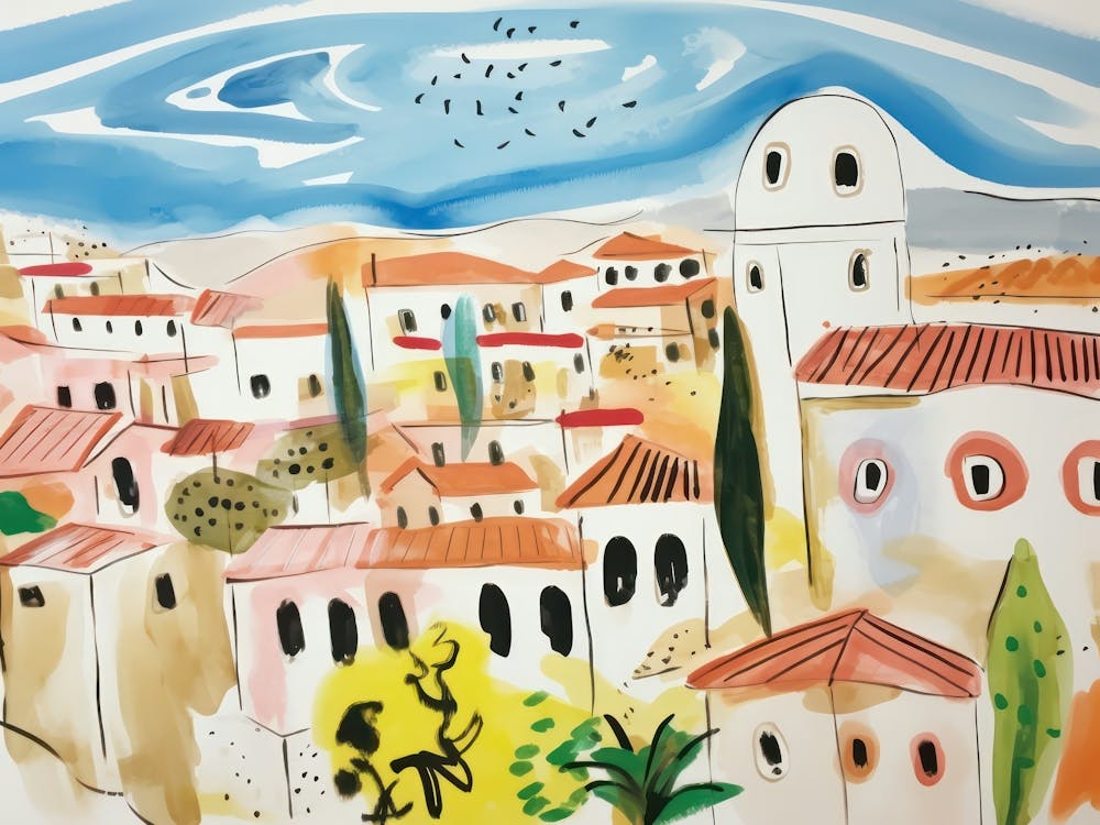 Brescia Italy Cute Watercolour Illustration 4